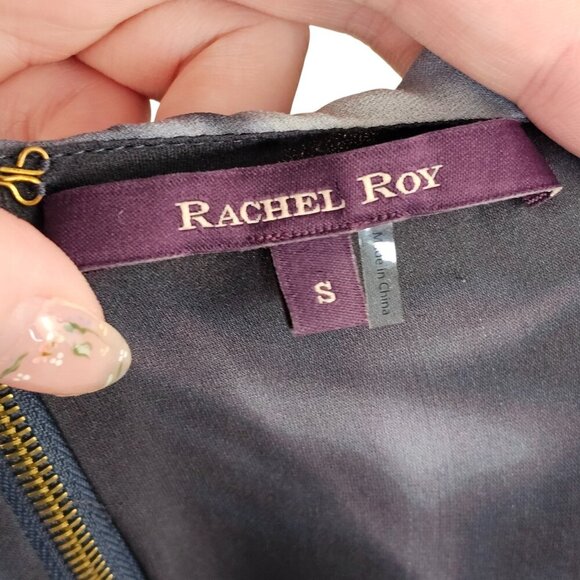 RACHEL Rachel Roy Navy Blue Light Weight Silk Blouse Sz S - Picture 5 of 9